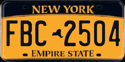 NY license plate FBC2504