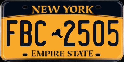 NY license plate FBC2505