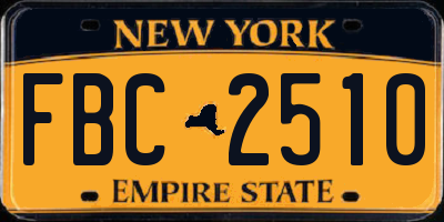 NY license plate FBC2510