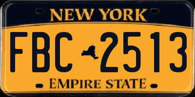 NY license plate FBC2513