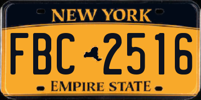NY license plate FBC2516