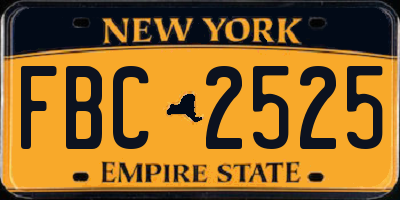 NY license plate FBC2525