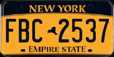 NY license plate FBC2537
