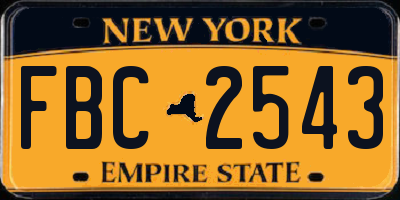 NY license plate FBC2543