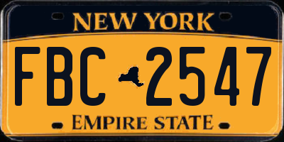 NY license plate FBC2547