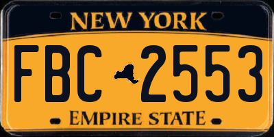 NY license plate FBC2553