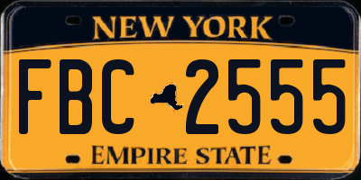NY license plate FBC2555