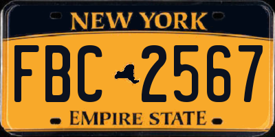 NY license plate FBC2567