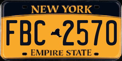 NY license plate FBC2570