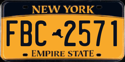 NY license plate FBC2571