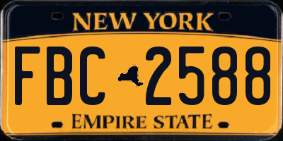 NY license plate FBC2588