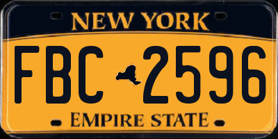 NY license plate FBC2596
