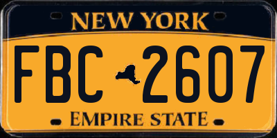 NY license plate FBC2607