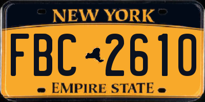 NY license plate FBC2610