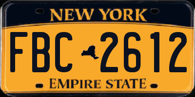 NY license plate FBC2612