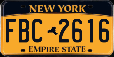 NY license plate FBC2616