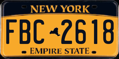NY license plate FBC2618