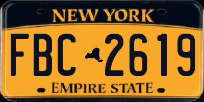 NY license plate FBC2619