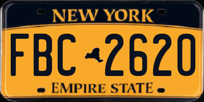 NY license plate FBC2620