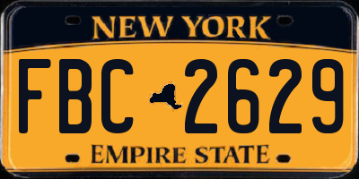 NY license plate FBC2629