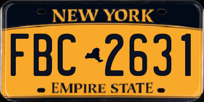 NY license plate FBC2631