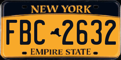 NY license plate FBC2632