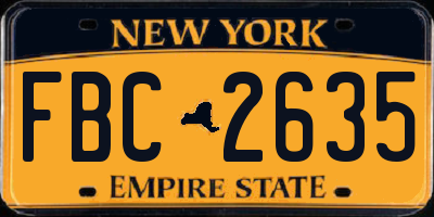 NY license plate FBC2635
