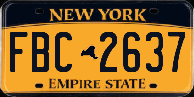 NY license plate FBC2637