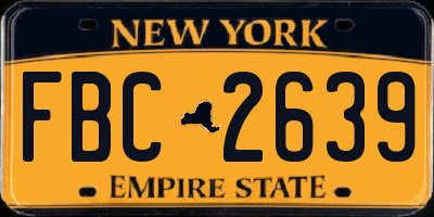 NY license plate FBC2639