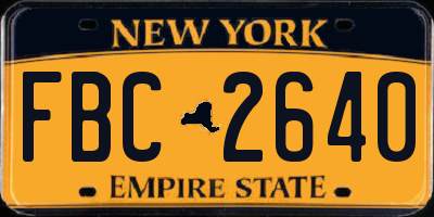 NY license plate FBC2640