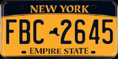 NY license plate FBC2645