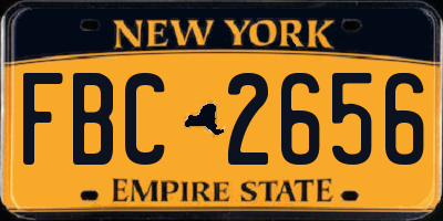 NY license plate FBC2656