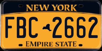 NY license plate FBC2662