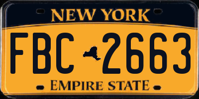 NY license plate FBC2663