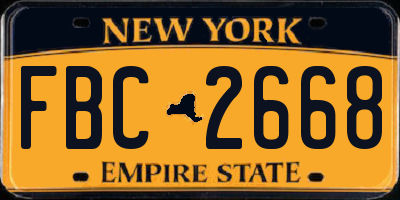 NY license plate FBC2668
