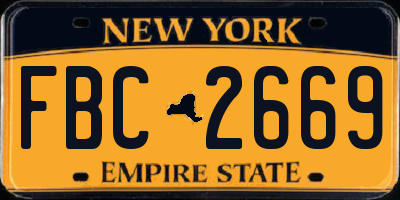 NY license plate FBC2669