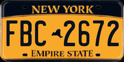 NY license plate FBC2672
