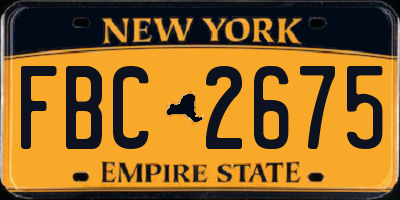 NY license plate FBC2675
