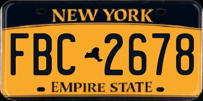 NY license plate FBC2678