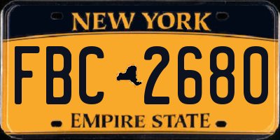 NY license plate FBC2680