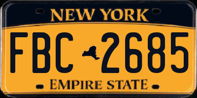 NY license plate FBC2685