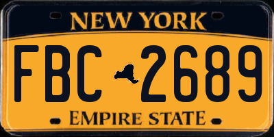 NY license plate FBC2689