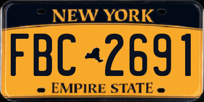 NY license plate FBC2691