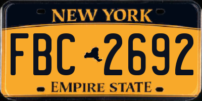 NY license plate FBC2692