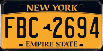 NY license plate FBC2694