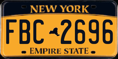 NY license plate FBC2696