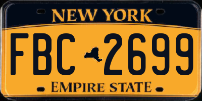 NY license plate FBC2699
