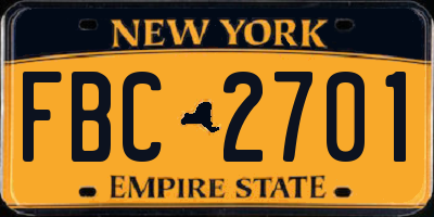NY license plate FBC2701