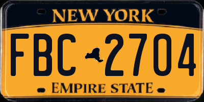 NY license plate FBC2704