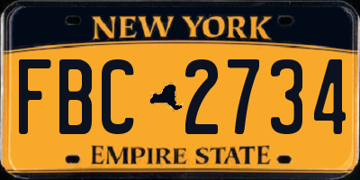 NY license plate FBC2734